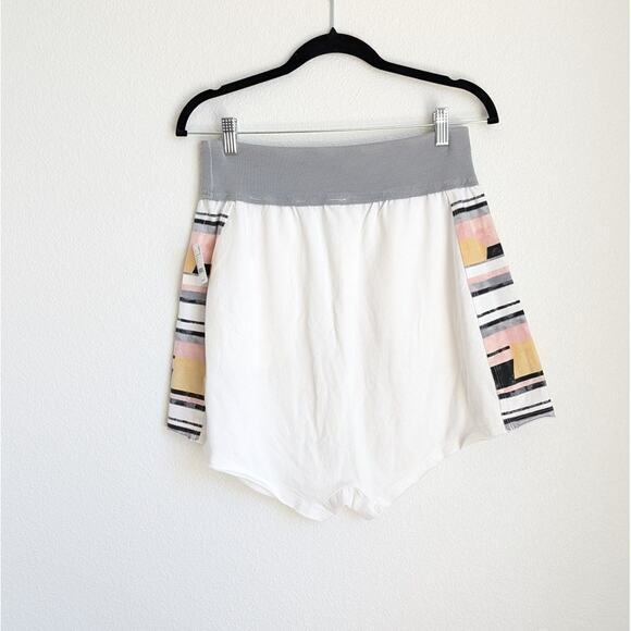 NWT FP Movemen Ivory Textured Camper Stripes Cotton Mini Shorts, size S - Picture 2 of 8